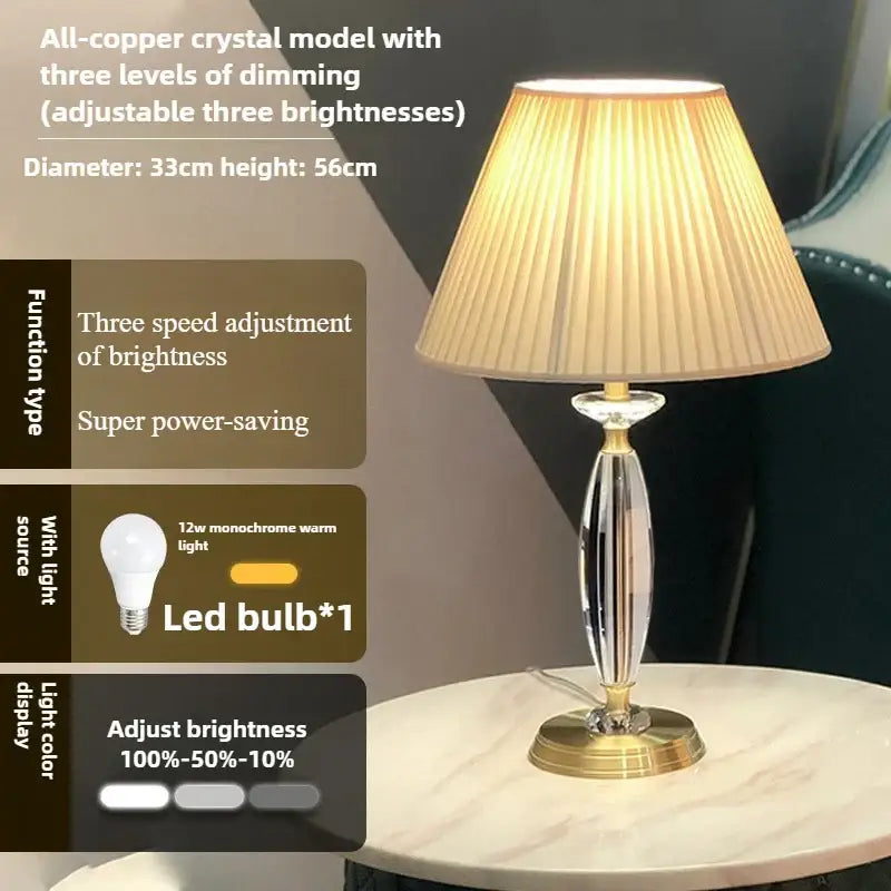 European retro crystal floor lamp for living room with gray shade