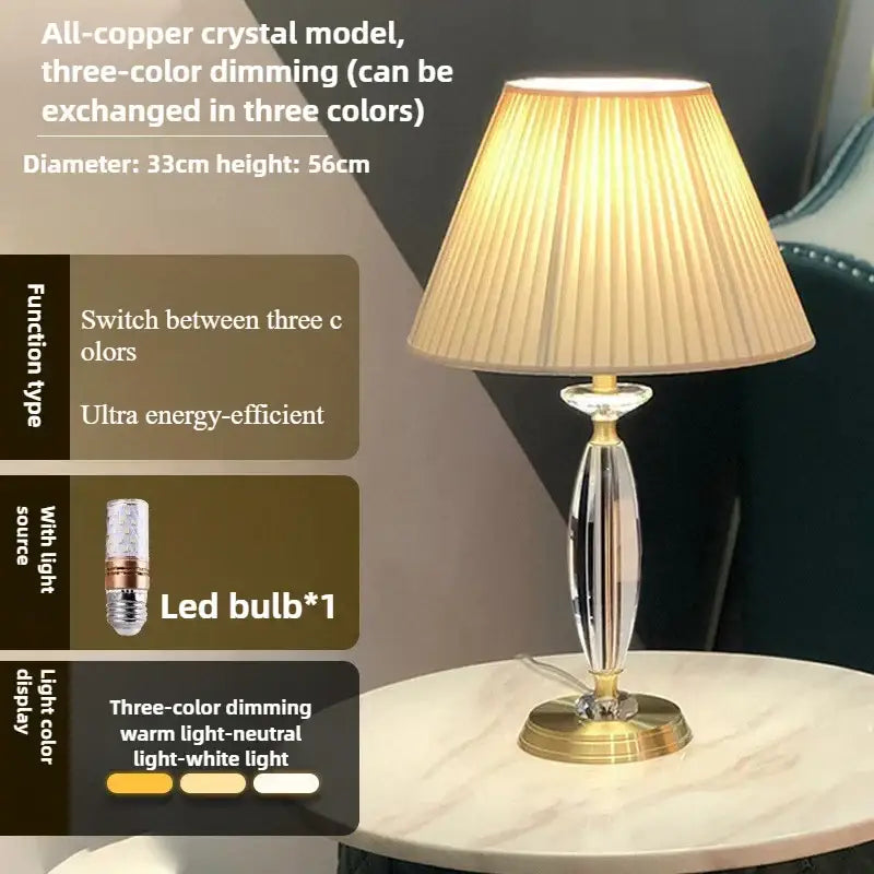 European retro crystal floor lamp for living room with gray shade