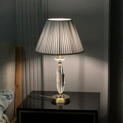 European retro crystal floor lamp for living room with gray shade