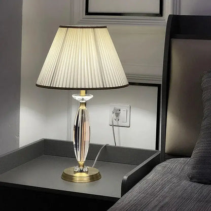 European retro crystal floor lamp for living room with gray shade