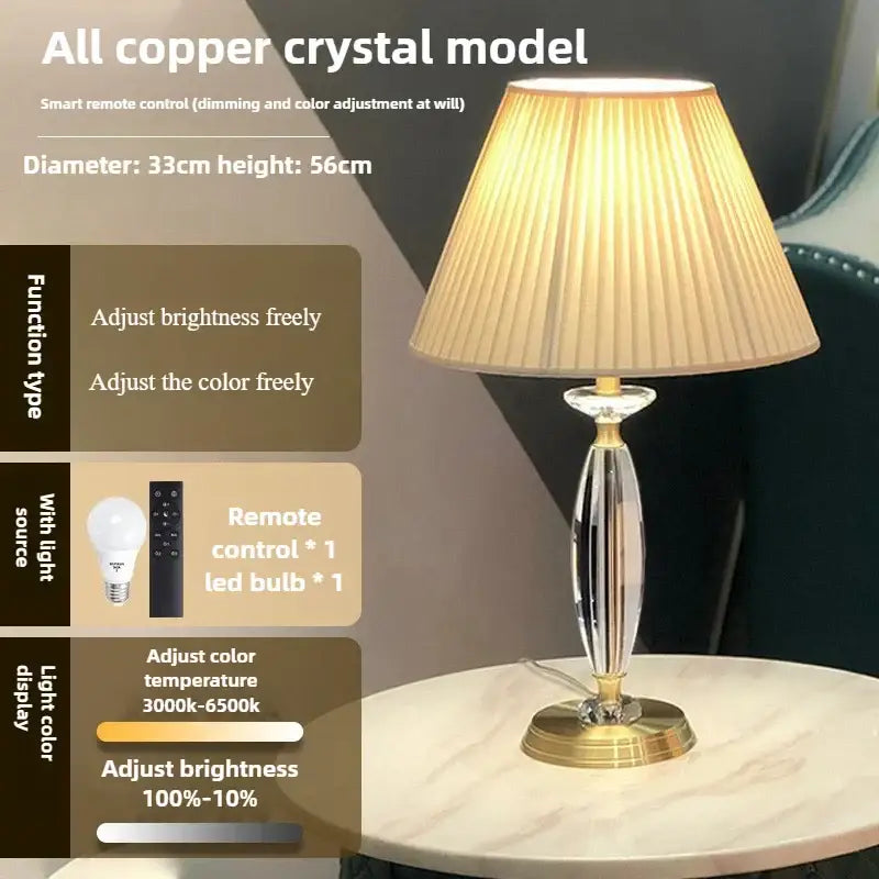 European retro crystal floor lamp for living room with gray shade