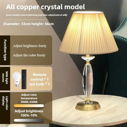 European retro crystal floor lamp for living room with gray shade