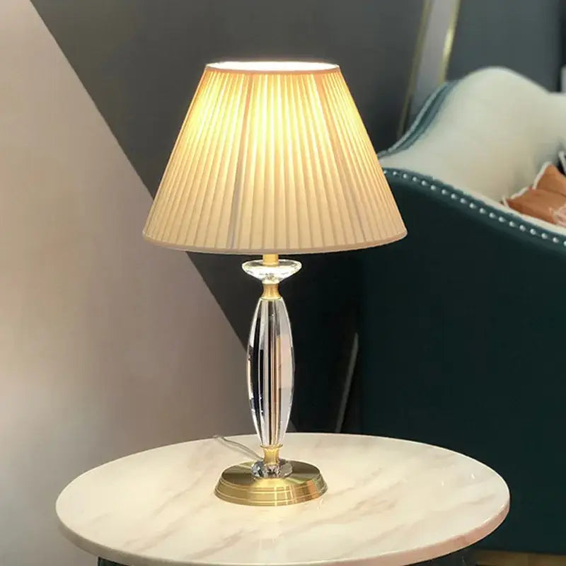 European retro crystal floor lamp for living room with gray shade