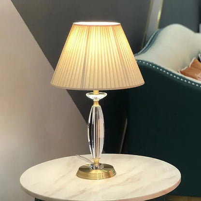 European retro crystal floor lamp for living room with gray shade