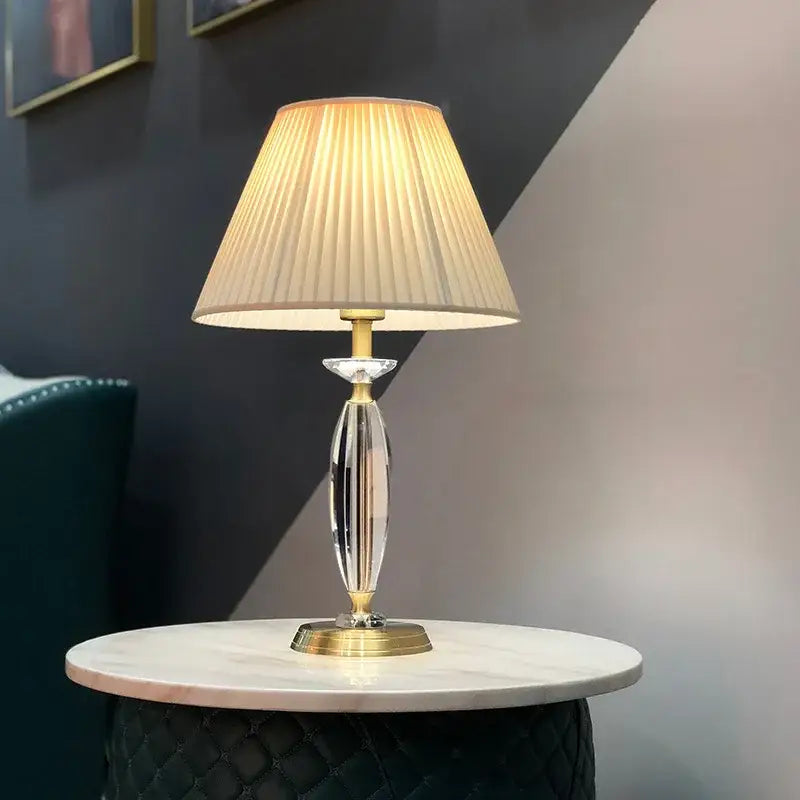 European retro crystal floor lamp for living room with gray shade