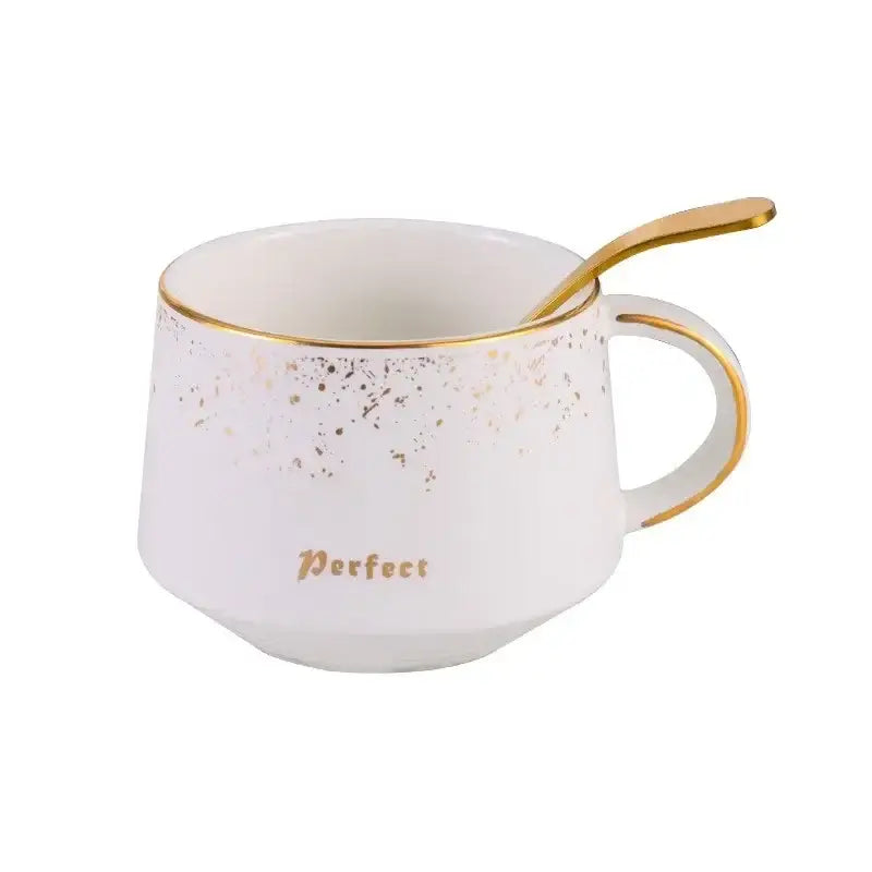 European style black & white ceramic coffee cup set dining room gold rim