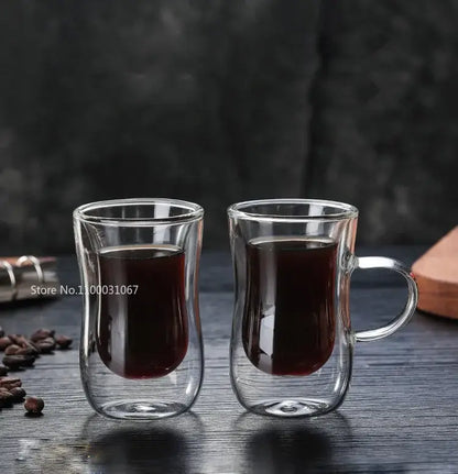 European style clear double glass insulated tea cup set kitchenware
