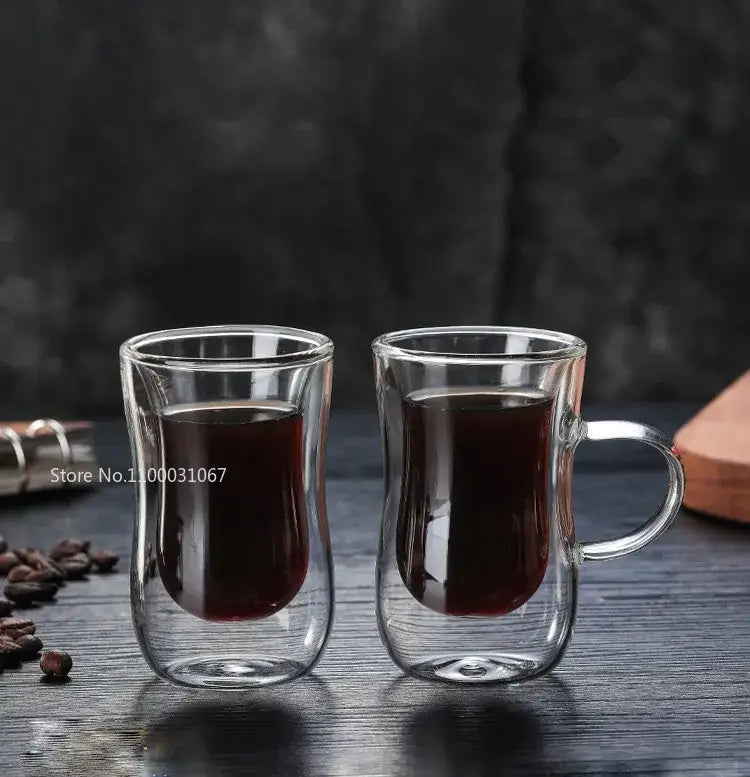 European style clear double glass insulated tea cup set kitchenware