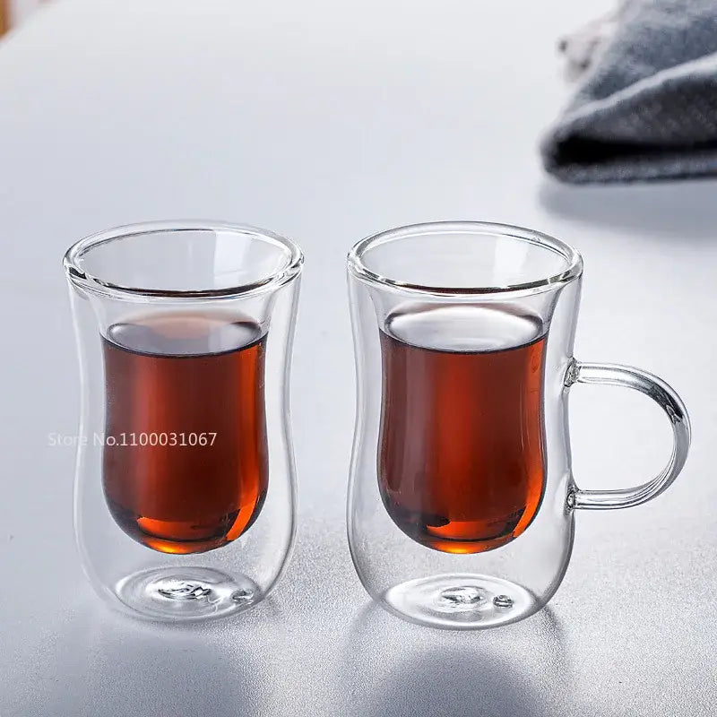 European style clear double glass insulated tea cup set kitchenware
