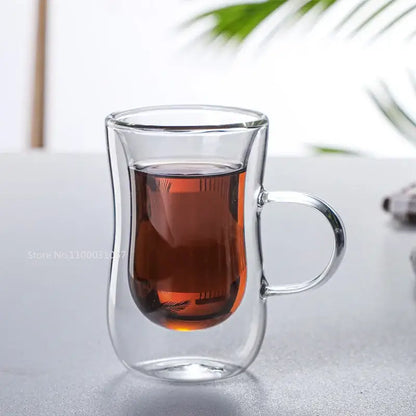 European style clear double glass insulated tea cup set kitchenware