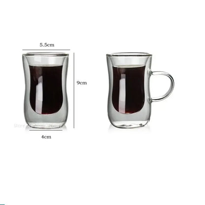 European style clear double glass insulated tea cup set kitchenware