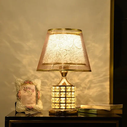 European style gold crystal table lamp bedroom lace decor