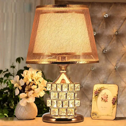 European style gold crystal table lamp bedroom lace decor