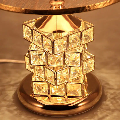 European style gold crystal table lamp bedroom lace decor