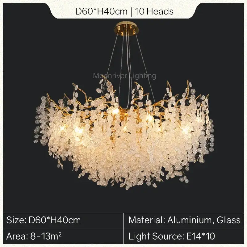 European style gold tree branch chandelier dining room crystal light