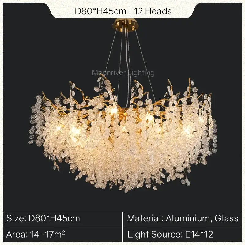 European style gold tree branch chandelier dining room crystal light