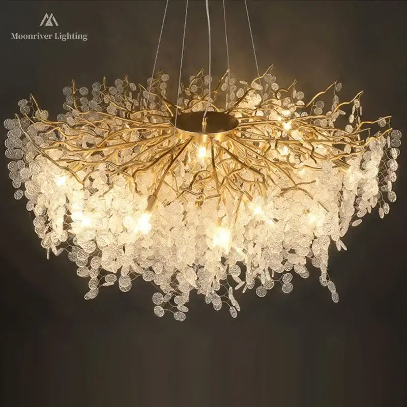 European style gold tree branch chandelier dining room crystal light