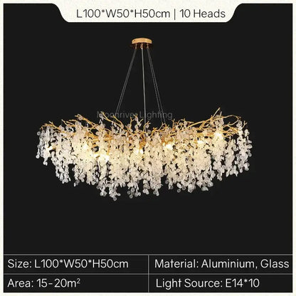 European style gold tree branch chandelier dining room crystal light