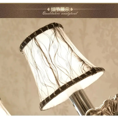 European style silver and smoke grey crystal wall lamp bedroom light