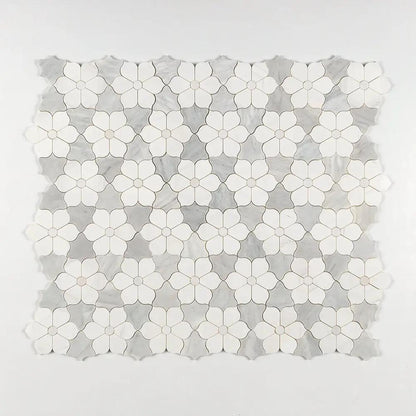 European White, Carrara T, Dolomite Multi Finish Theodora Marble Mosaics 12 1/8x14