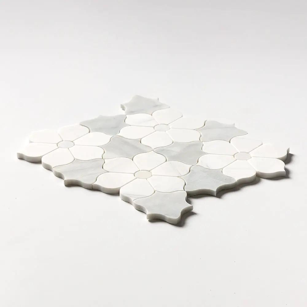 European White, Carrara T, Dolomite Multi Finish Theodora Marble Mosaics 12 1/8x14