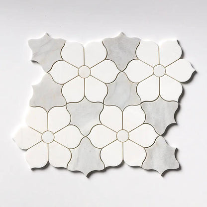 European White, Carrara T, Dolomite Multi Finish Theodora Marble Mosaics 12 1/8x14