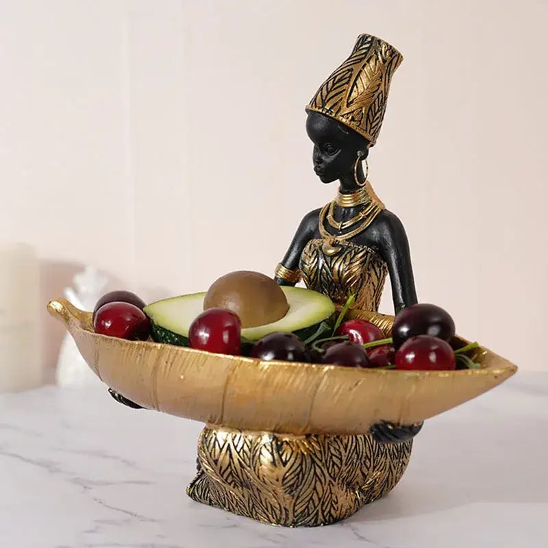 Exotic black african woman resin storage figurine living room decor
