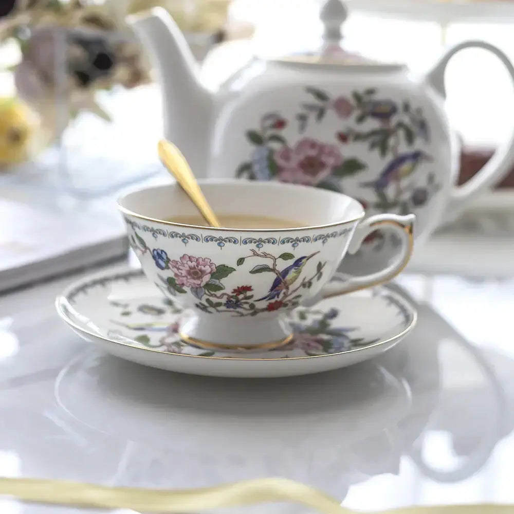 Exquisite floral porcelain coffee and tea set for the dining room