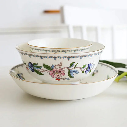Exquisite floral porcelain coffee and tea set for the dining room