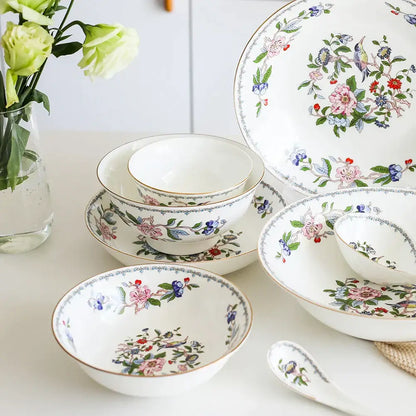 Exquisite floral porcelain coffee and tea set for the dining room