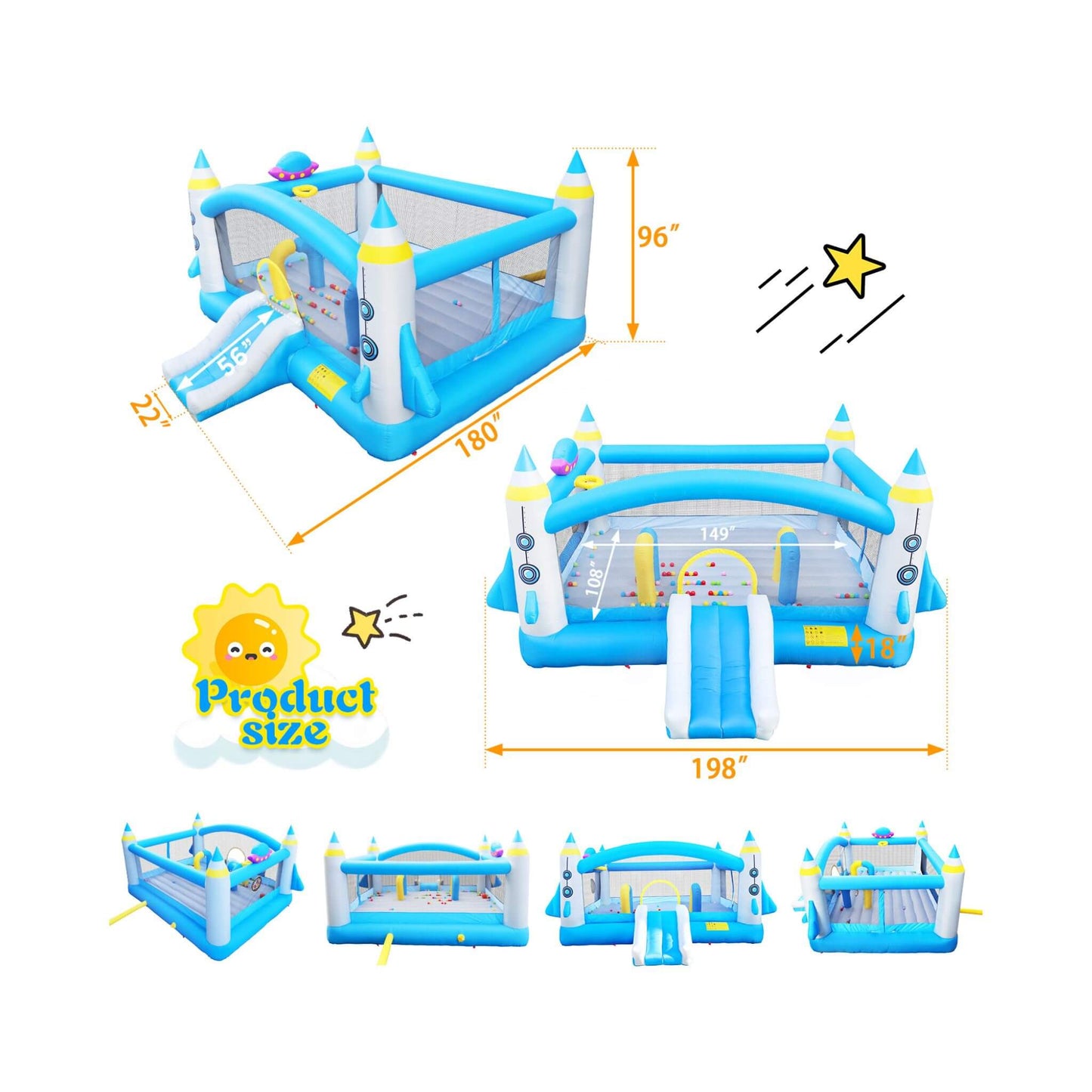 Extra Large Multifunctional Jump'N Slide Inflatable Bouncer With Blower (SAK81243)