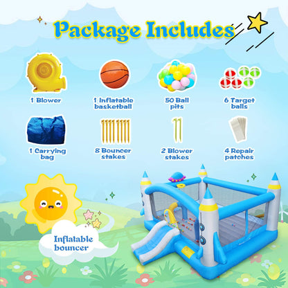 Extra Large Multifunctional Jump'N Slide Inflatable Bouncer With Blower (SAK81243)