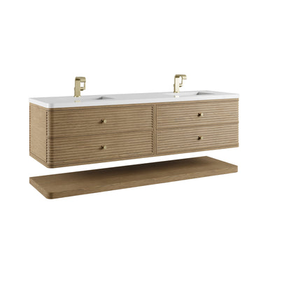 James Martin Allamari 72" Floating Double Bathroom Vanity, Dune Mist