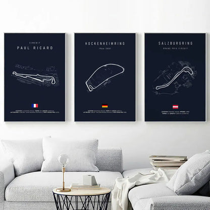DecorBites™ F1 Circuit Canvas Painting for Living Room Decor
