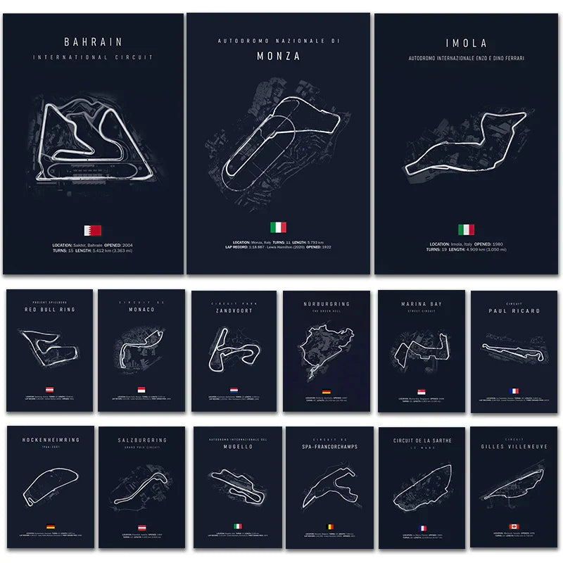DecorBites™ F1 Race Track Circuit Canvas Wall Art