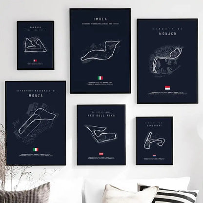 DecorBites™ F1 Track Circuit Canvas Painting Art Print