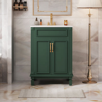 Bathroom Vanity With Top Sink, Cabinet With 2 Soft Closing Doors