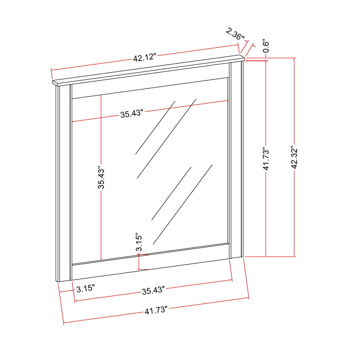 Lorenzo - Large Scale Mirror With Sleek Frame And Glittered Detailing - Silver