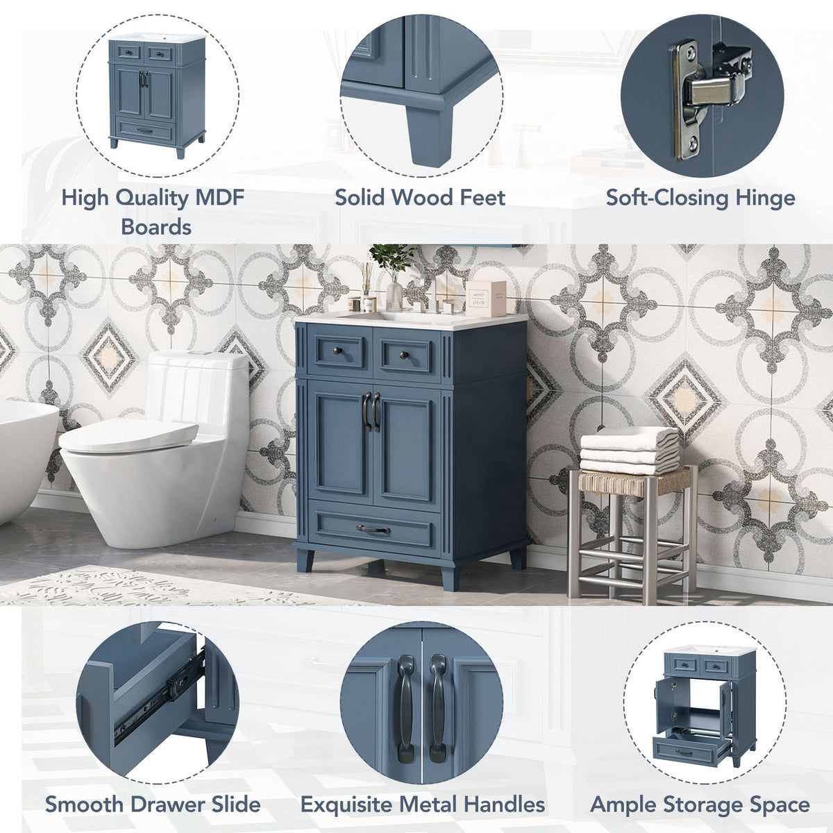 Bathroom Vanity With Sink, Storage Cabinet