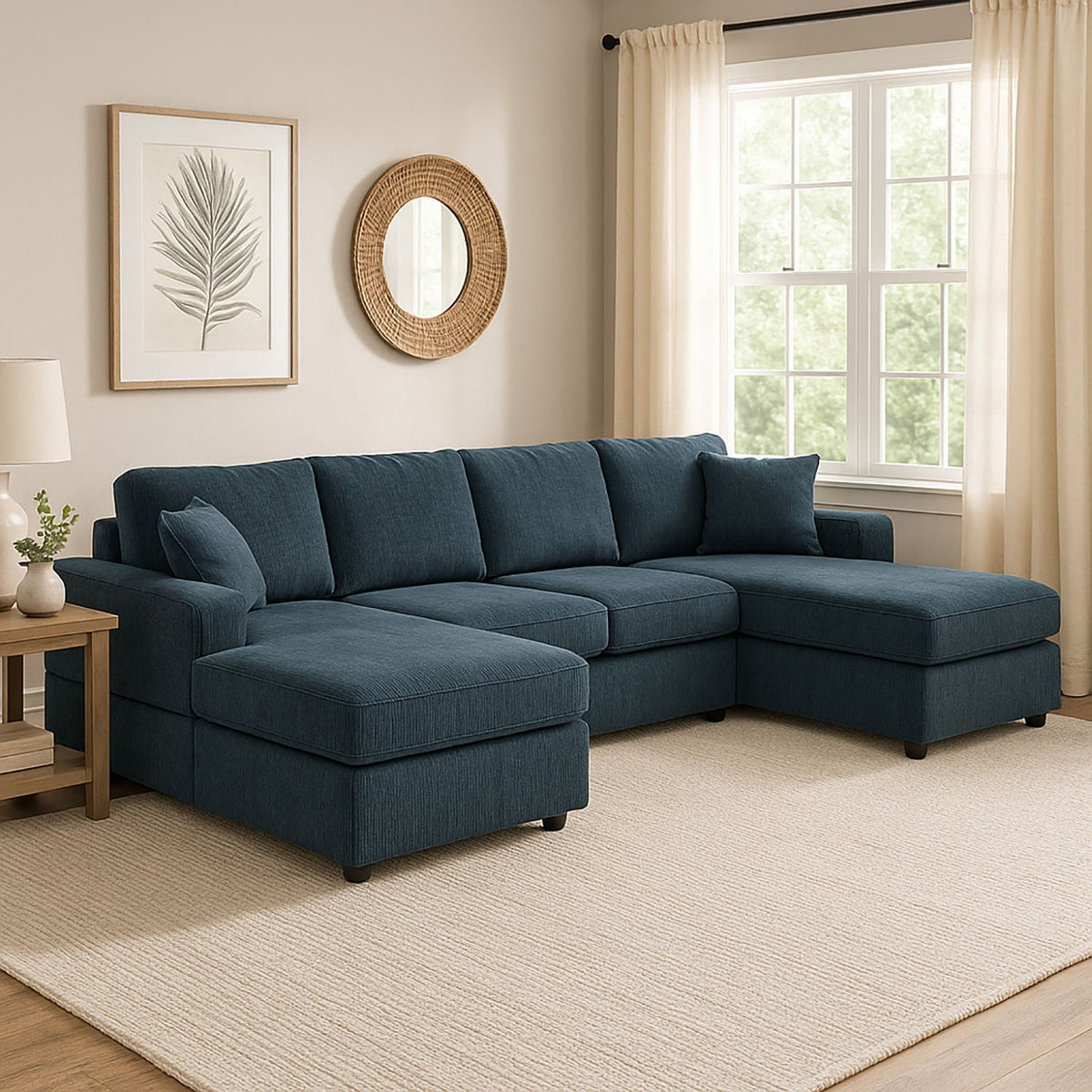 3 Piece Double Chaise Sectional Sofa