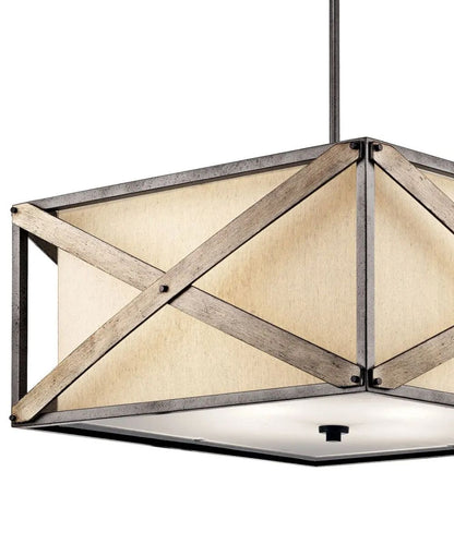 Cahoon 26"W 4-Light Anvil Iron Pendant/Semi-Flush Mount Light by Kichler