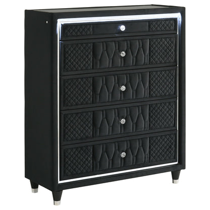 Lorient 5-drawer LED Chest of Drawers Black
