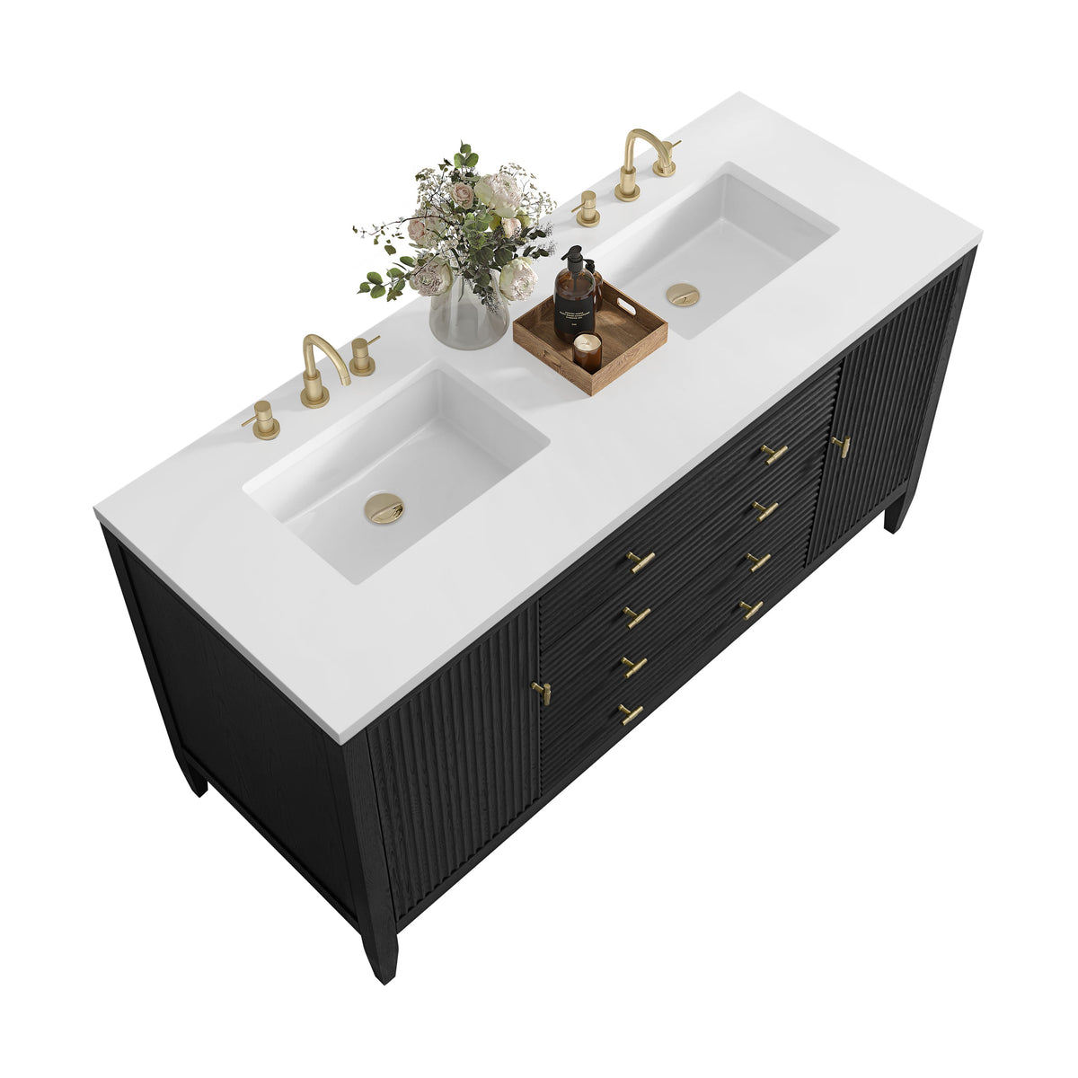 James Martin Myrrin 60" Double Bathroom Vanity, Carbon Oak