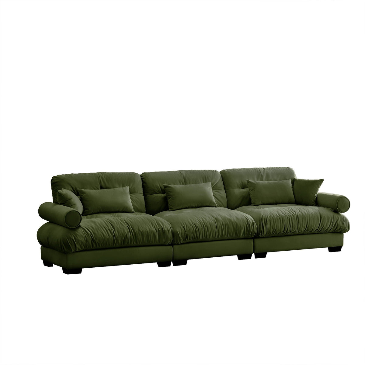 Modern Sofa With Bolstered Armrests And Pillows