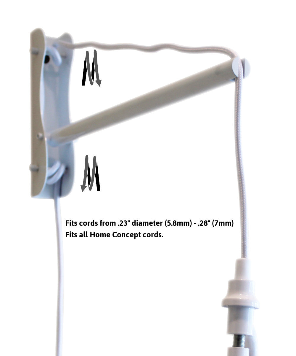 16"W 2 Light MAST Plug-In Wall Mount Pendant White Linen Drum with Diffuser White Cord/Arm