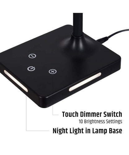 Brilli 21"H Charge Up Circadian LED Desk Lamp Black Finish with Touch Switch, Night Light on Base