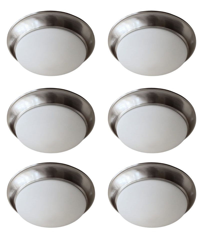 13"w 1-Light LED Flush Mount [6 PACK] Ceiling Lights Brushed Nickel Finish by RP Lighting