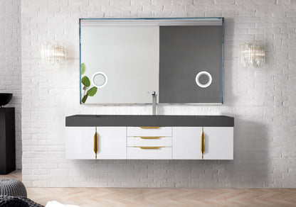 James Martin Mercer Island 72" Floating Single Bathroom Vanity, Glossy White