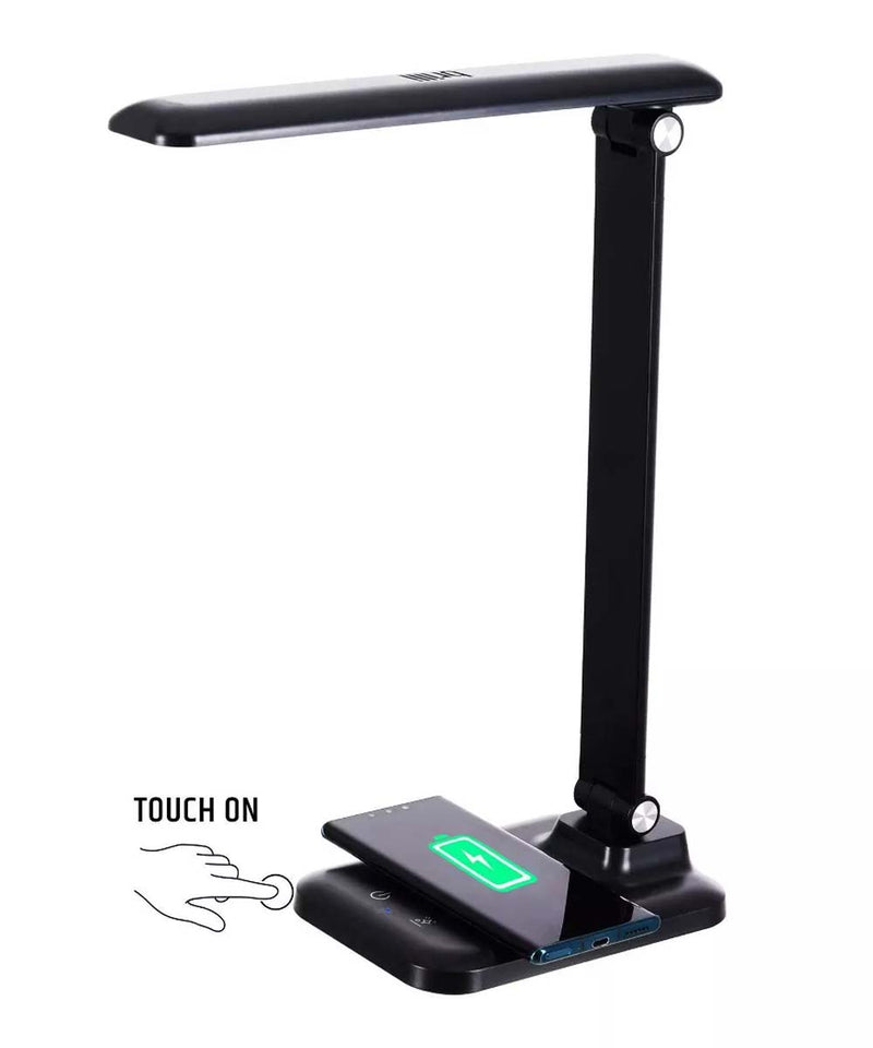 Brilli 15"H Bright-Clean Antimicrobial LED Desk Lamp Matte Black Finish with Wireless Charging