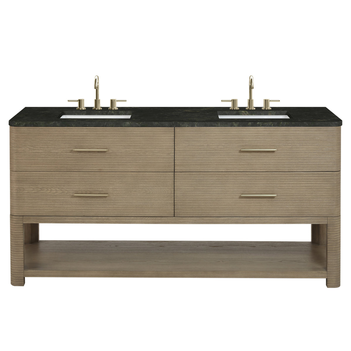 James Martin Lucian 72" Double Bathroom Vanity, Pebble Oak